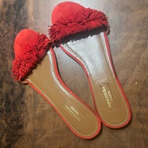 Aquazzura Italian Suede Wild Thing Slide Flats